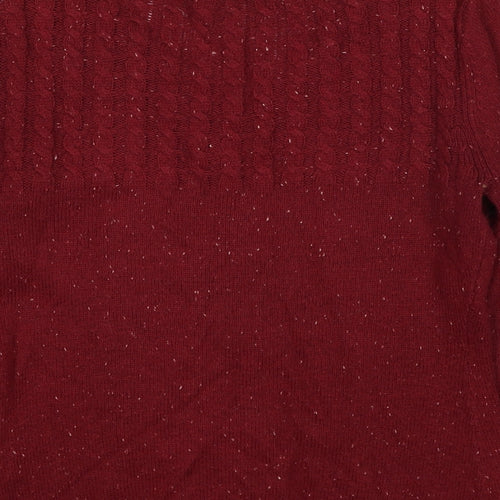 Ness Womens Red Round Neck Cotton Cardigan Jumper Size S