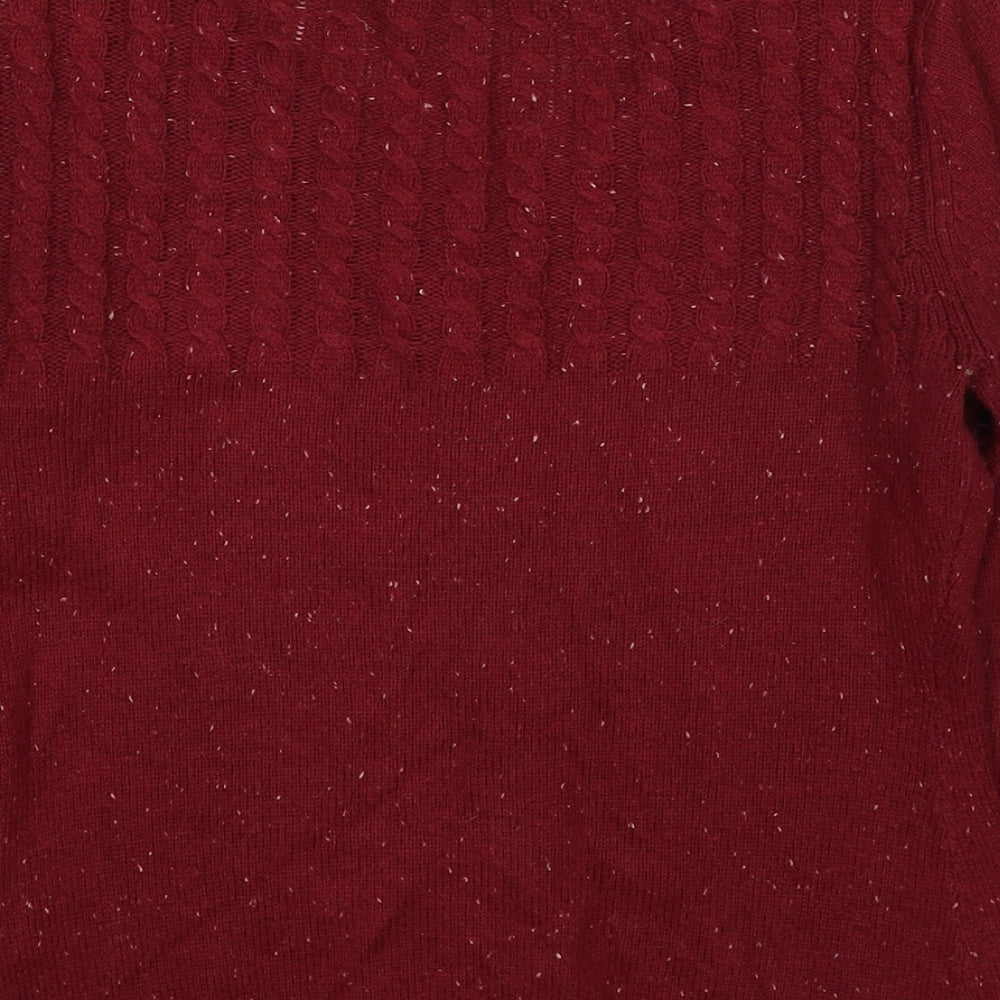 Ness Womens Red Round Neck Cotton Cardigan Jumper Size S