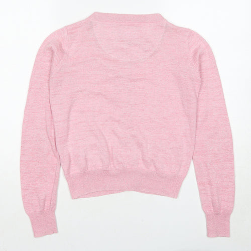 Yumi Womens Pink Round Neck Viscose Cardigan Jumper Size 10