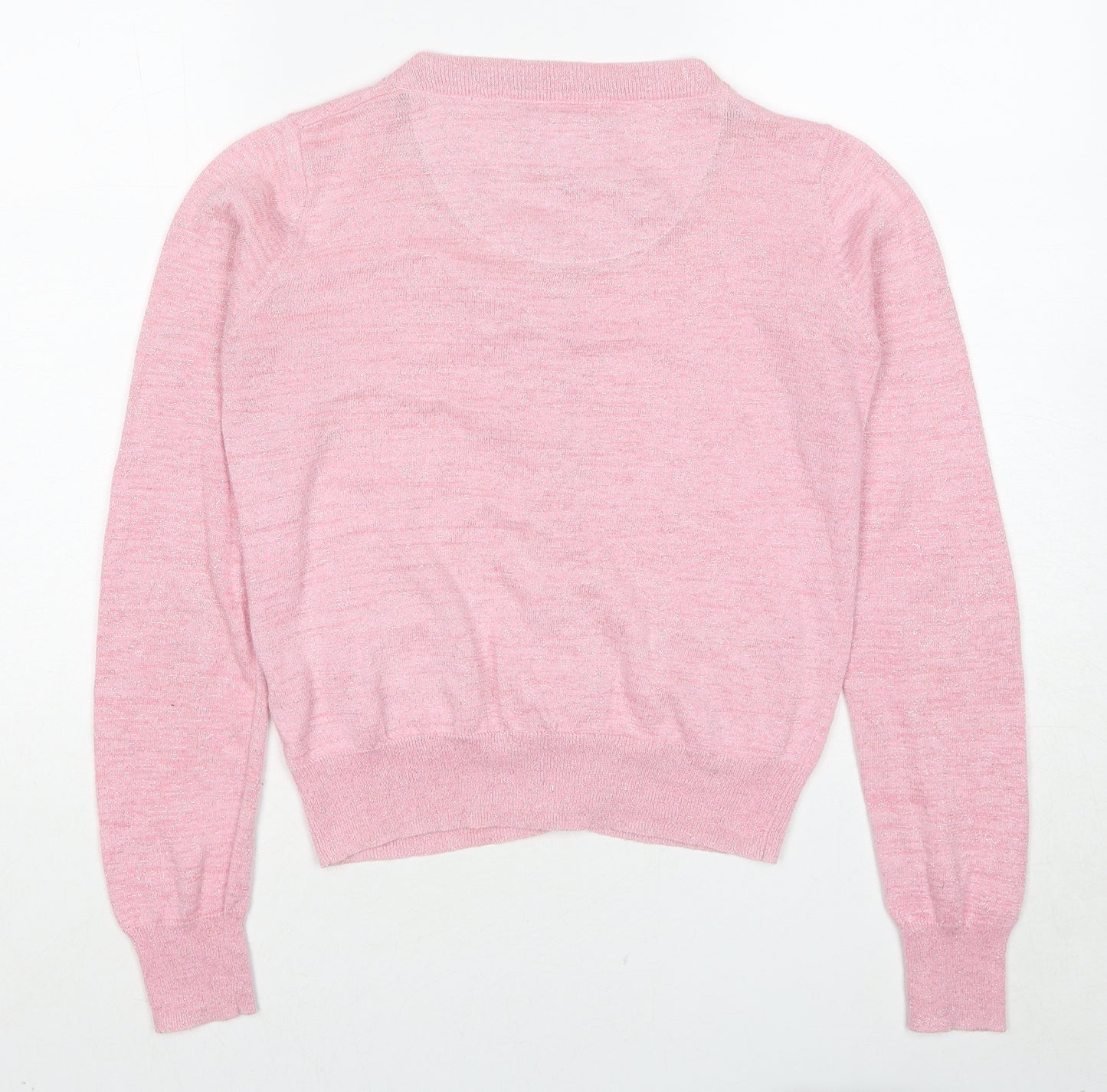 Yumi Womens Pink Round Neck Viscose Cardigan Jumper Size 10