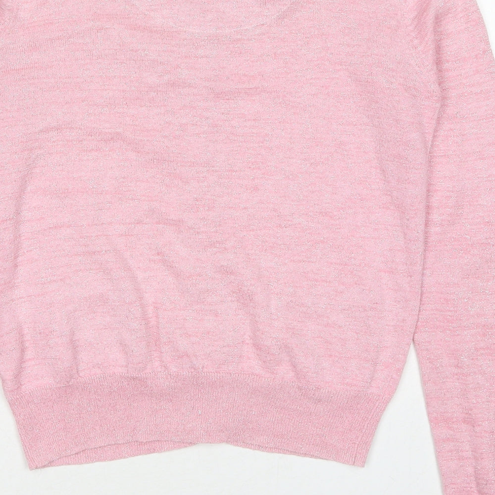 Yumi Womens Pink Round Neck Viscose Cardigan Jumper Size 10