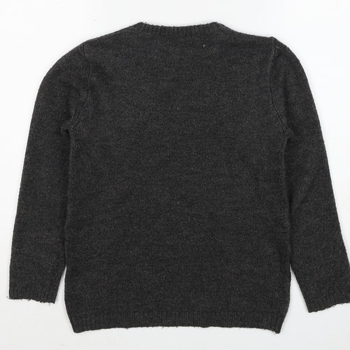 Marks and Spencer Girls Grey Round Neck Polyester Pullover Jumper Size 11-12 Years Pullover - Snow Day