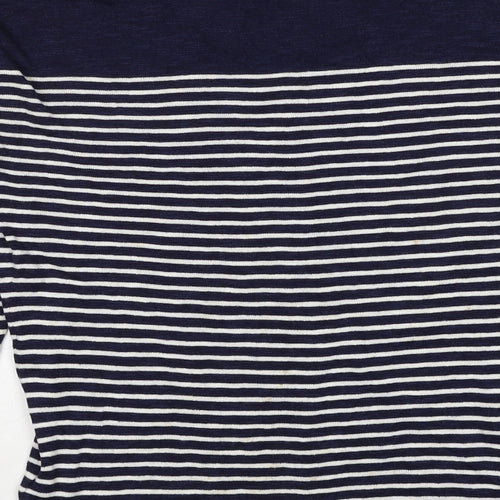 Gap Womens Blue V-Neck Striped Cotton Pullover Jumper Size XS