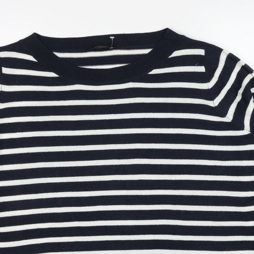 ESMARA Womens Black Round Neck Striped Acrylic Pullover Jumper Size 16 - Size 16-18