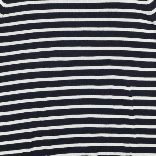 ESMARA Womens Black Round Neck Striped Acrylic Pullover Jumper Size 16 - Size 16-18