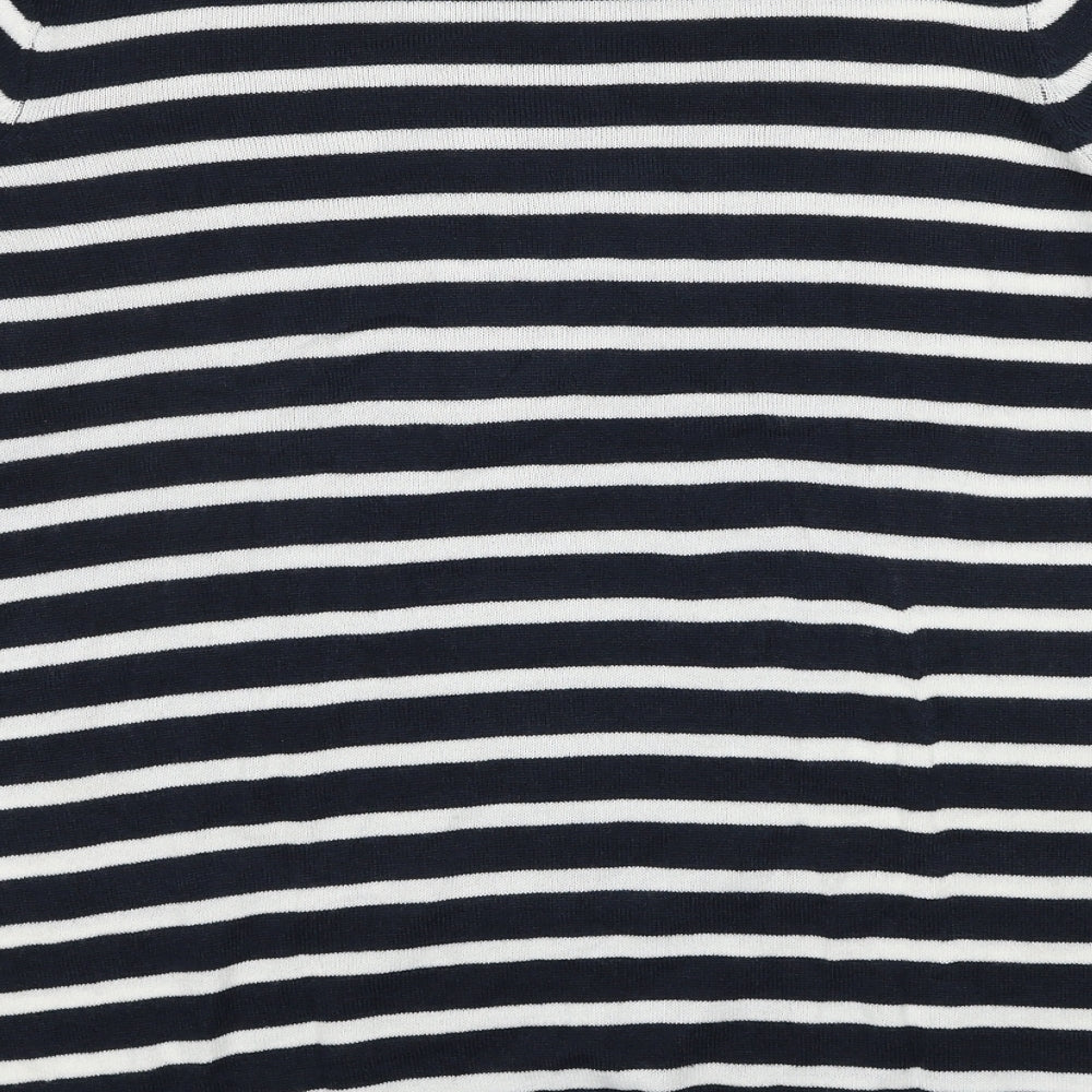 ESMARA Womens Black Round Neck Striped Acrylic Pullover Jumper Size 16 - Size 16-18