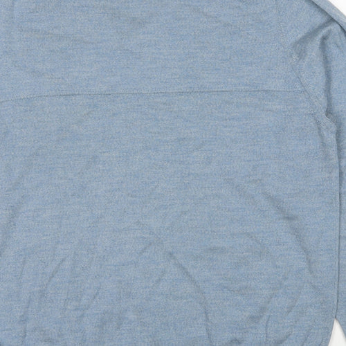 Autograph Mens Blue V-Neck Wool Pullover Jumper Size L Long Sleeve