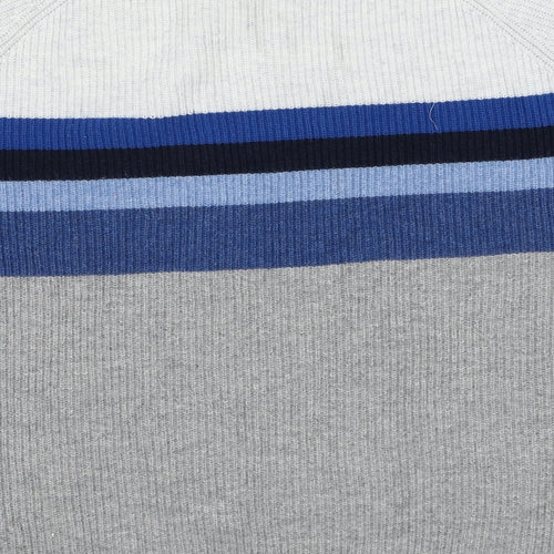 Gap Mens Grey Round Neck Striped Polyester Pullover Jumper Size XL Long Sleeve