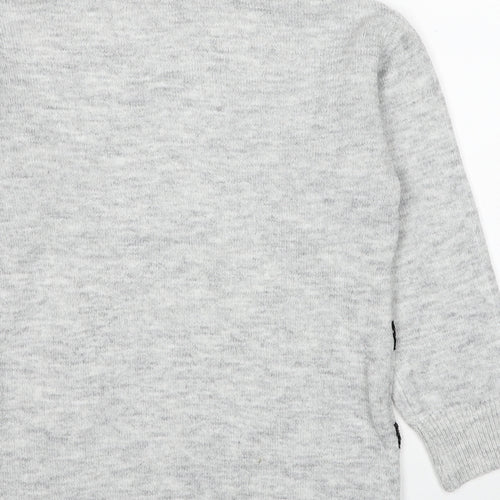 Fig & Basil Womens Grey Roll Neck Striped Acrylic Pullover Jumper Size 8