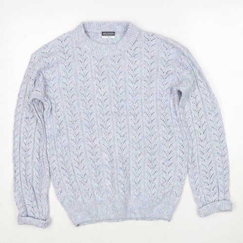 Beloved Womens Blue Round Neck Acrylic Pullover Jumper Size S