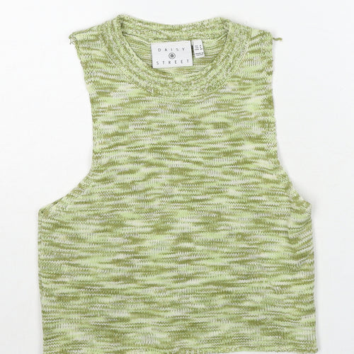 Daisy Street Womens Green Geometric Acrylic Basic Tank Size 8 Round Neck