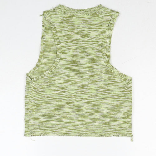 Daisy Street Womens Green Geometric Acrylic Basic Tank Size 8 Round Neck