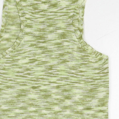 Daisy Street Womens Green Geometric Acrylic Basic Tank Size 8 Round Neck