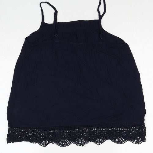Fat Face Womens Blue Viscose Basic Tank Size 12 Square Neck