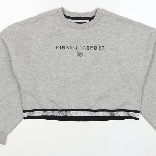Pink Soda Womens Grey Cotton Pullover Sweatshirt Size 8 Pullover