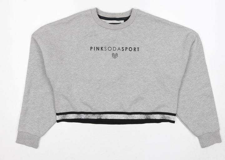 Pink Soda Womens Grey Cotton Pullover Sweatshirt Size 8 Pullover