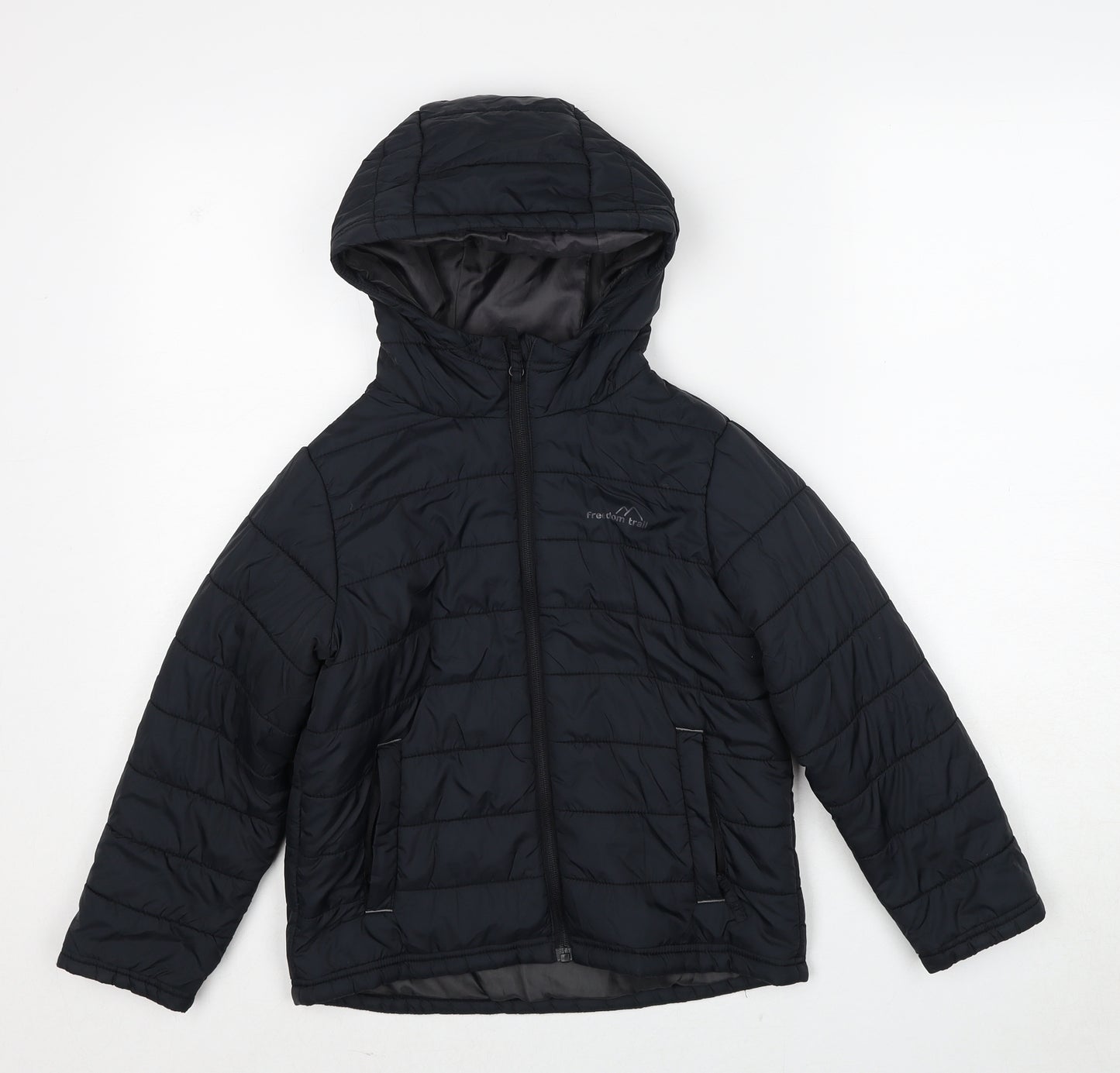 Freedom Trail Boys Black Quilted Jacket Size 6-7 Years Zip