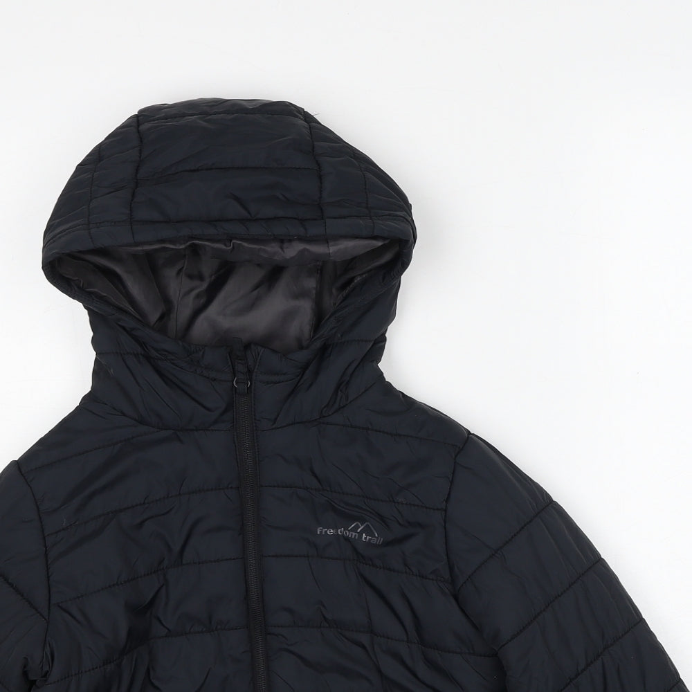Freedom Trail Boys Black Quilted Jacket Size 6-7 Years Zip
