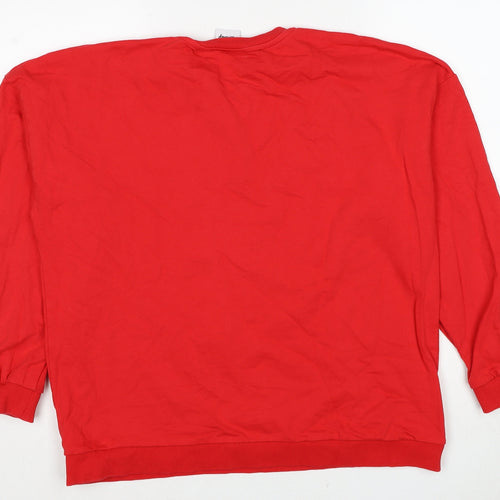 Disney Womens Red Cotton Pullover Sweatshirt Size 18 Pullover - Mickey Minnie Mouse Merry Kissmas