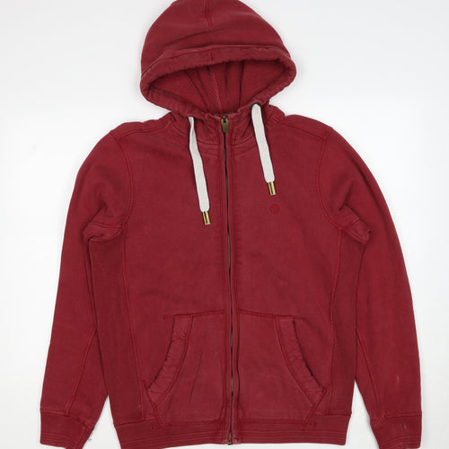 Fat Face Mens Red Cotton Full Zip Hoodie Size S