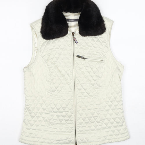 Liz Claiborne Womens Ivory Gilet Jacket Size S Zip