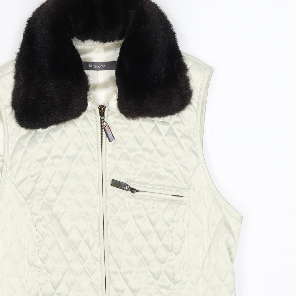 Liz Claiborne Womens Ivory Gilet Jacket Size S Zip
