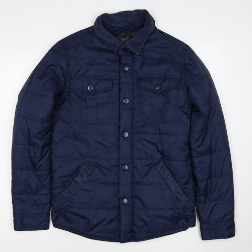 BS Quality Apparel Mens Blue Quilted Jacket Size S Zip