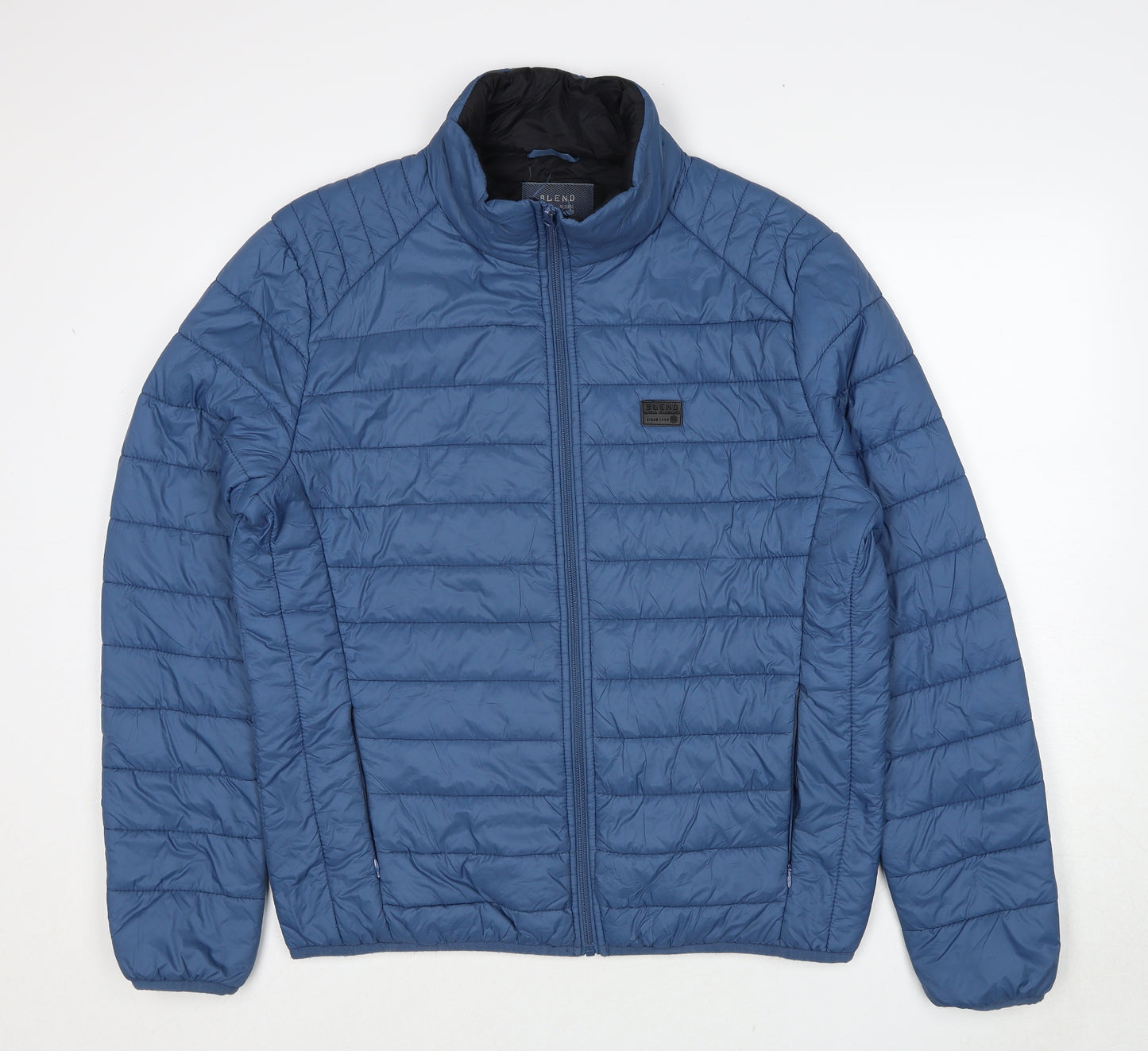 Blend Mens Blue Quilted Jacket Size XL Zip