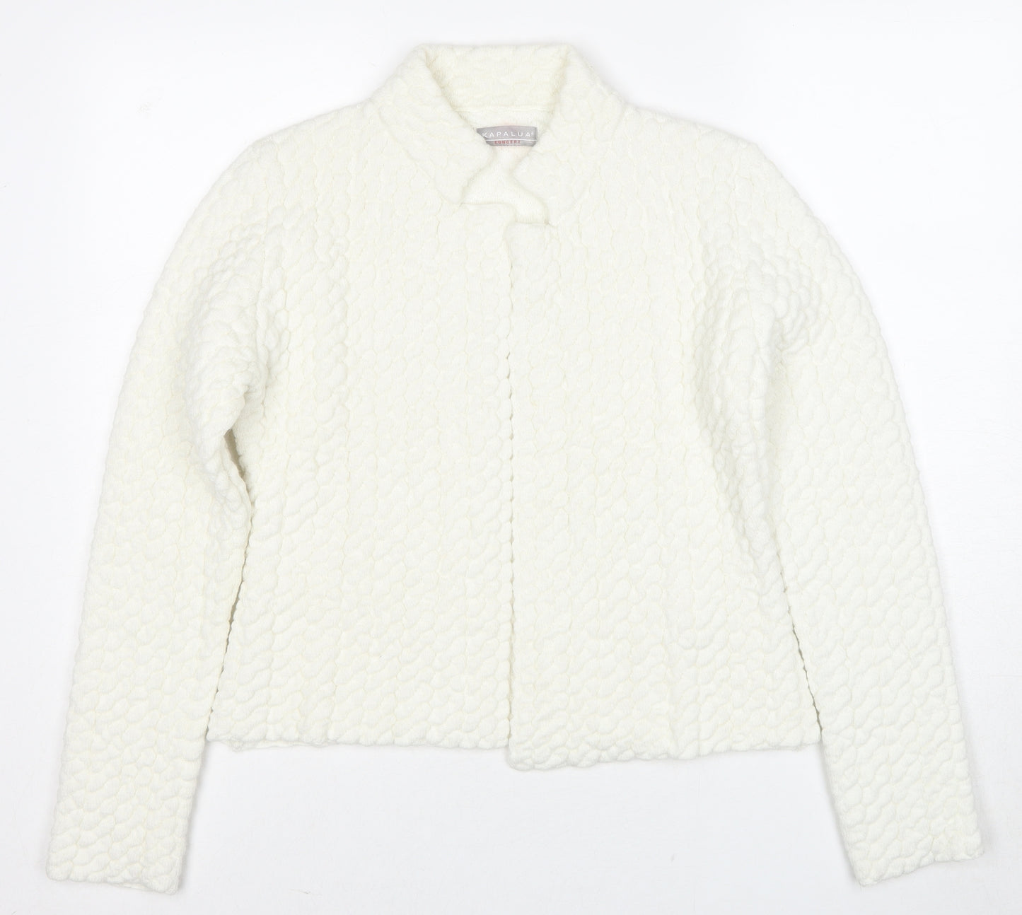 Kapalua Womens Ivory Geometric Acrylic Jacket Size M