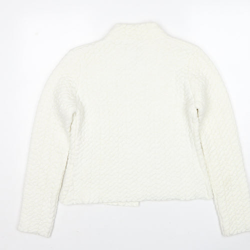 Kapalua Womens Ivory Geometric Acrylic Jacket Size M
