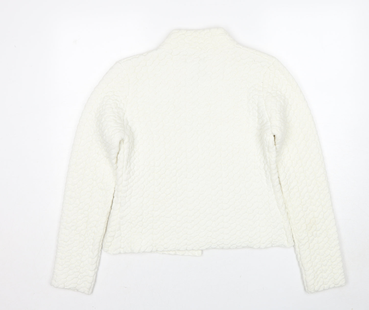 Kapalua Womens Ivory Geometric Acrylic Jacket Size M