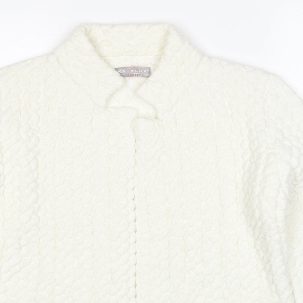 Kapalua Womens Ivory Geometric Acrylic Jacket Size M