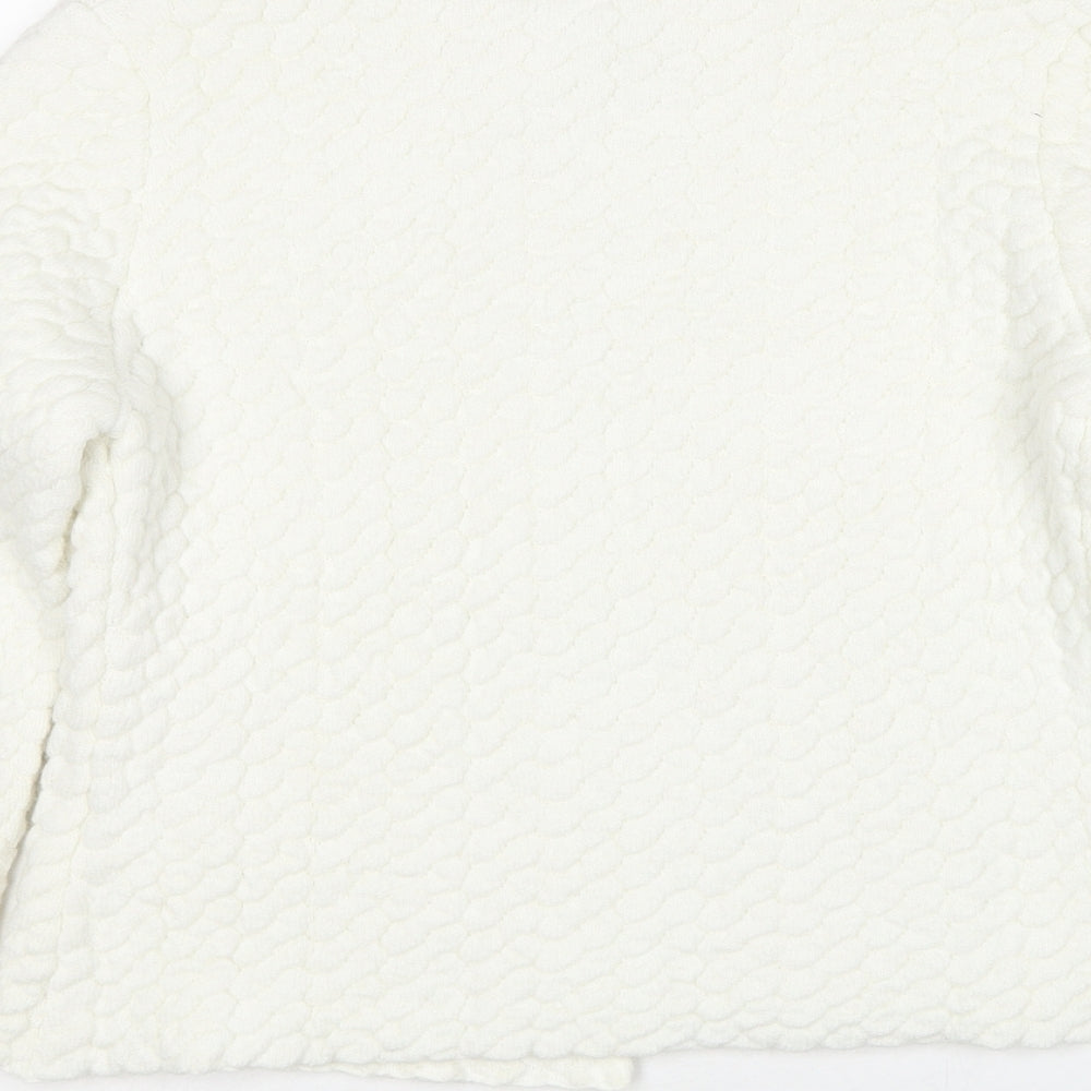 Kapalua Womens Ivory Geometric Acrylic Jacket Size M
