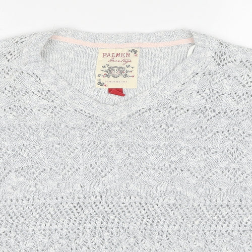 Falmer Heritage Womens Multicoloured V-Neck Geometric Cotton Pullover Jumper Size 18