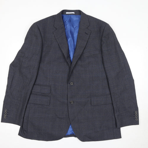Chester Mens Grey Plaid Wool Jacket Suit Jacket Size 46 Regular