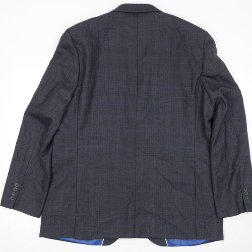 Chester Mens Grey Plaid Wool Jacket Suit Jacket Size 46 Regular