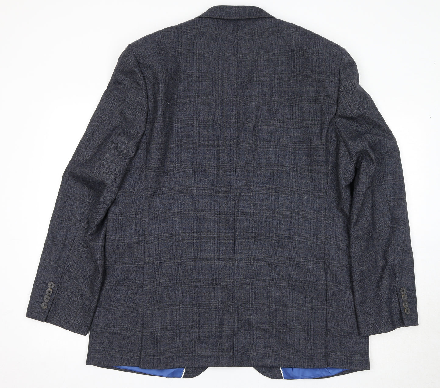 Chester Mens Grey Plaid Wool Jacket Suit Jacket Size 46 Regular