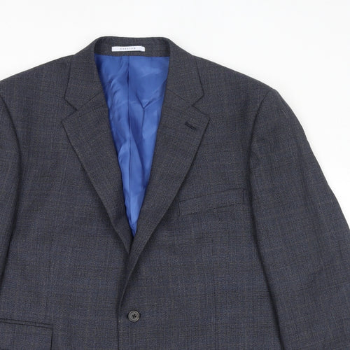 Chester Mens Grey Plaid Wool Jacket Suit Jacket Size 46 Regular