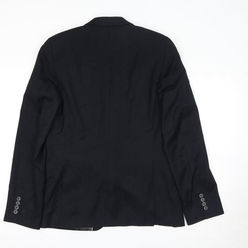 Topman Mens Black Striped Polyester Jacket Suit Jacket Size 40 Regular