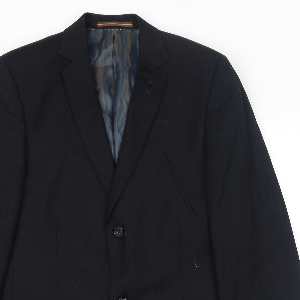 Topman Mens Black Striped Polyester Jacket Suit Jacket Size 40 Regular