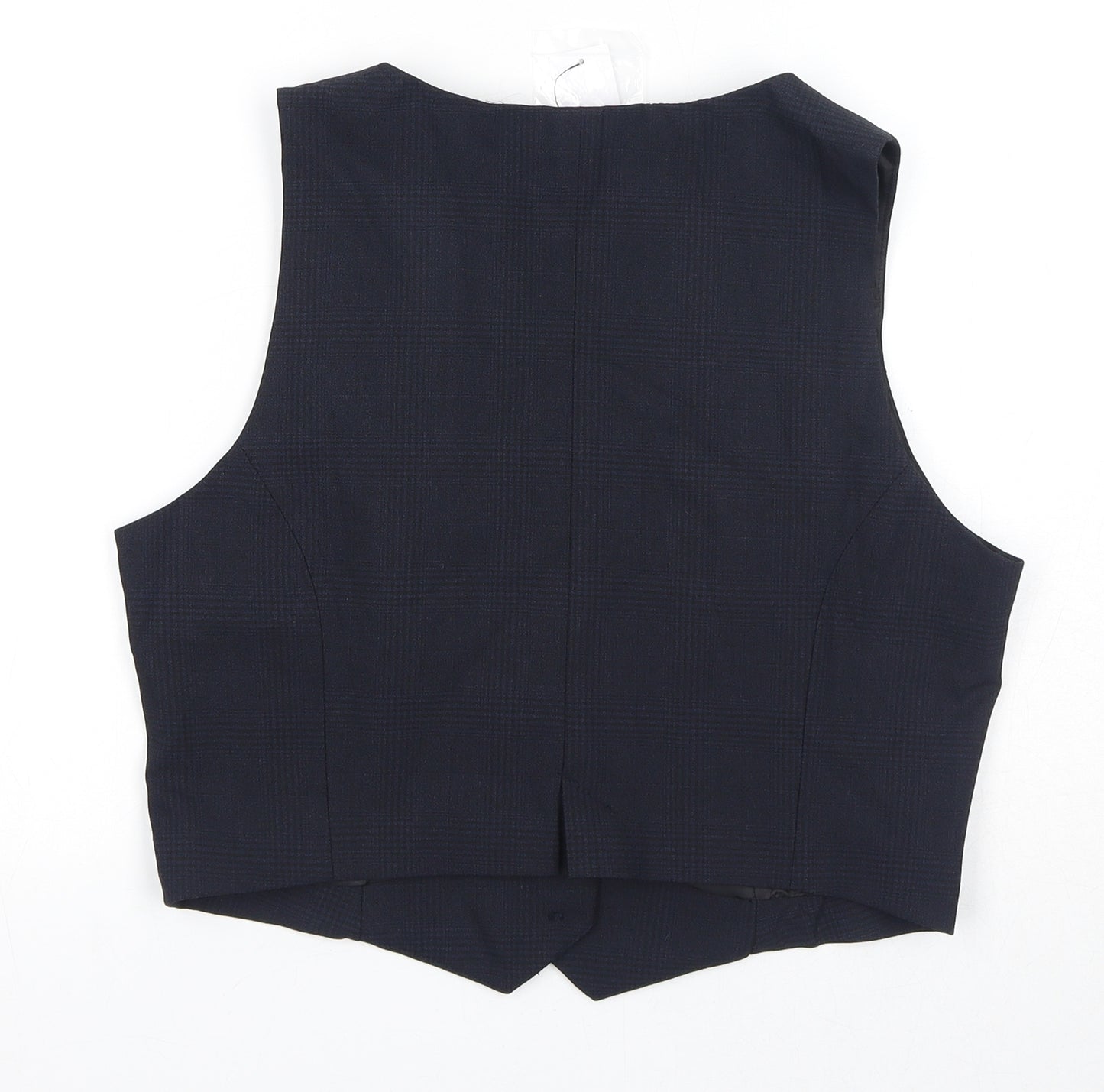 Topshop Womens Blue Check Polyester Jacket Suit Waistcoat Size 12