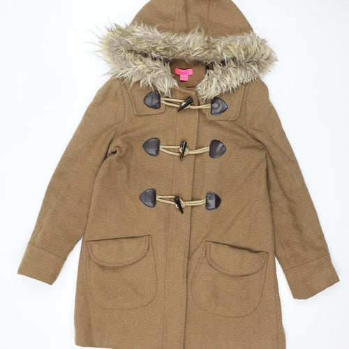 Monsoon Womens Beige Overcoat Coat Size 8 Button