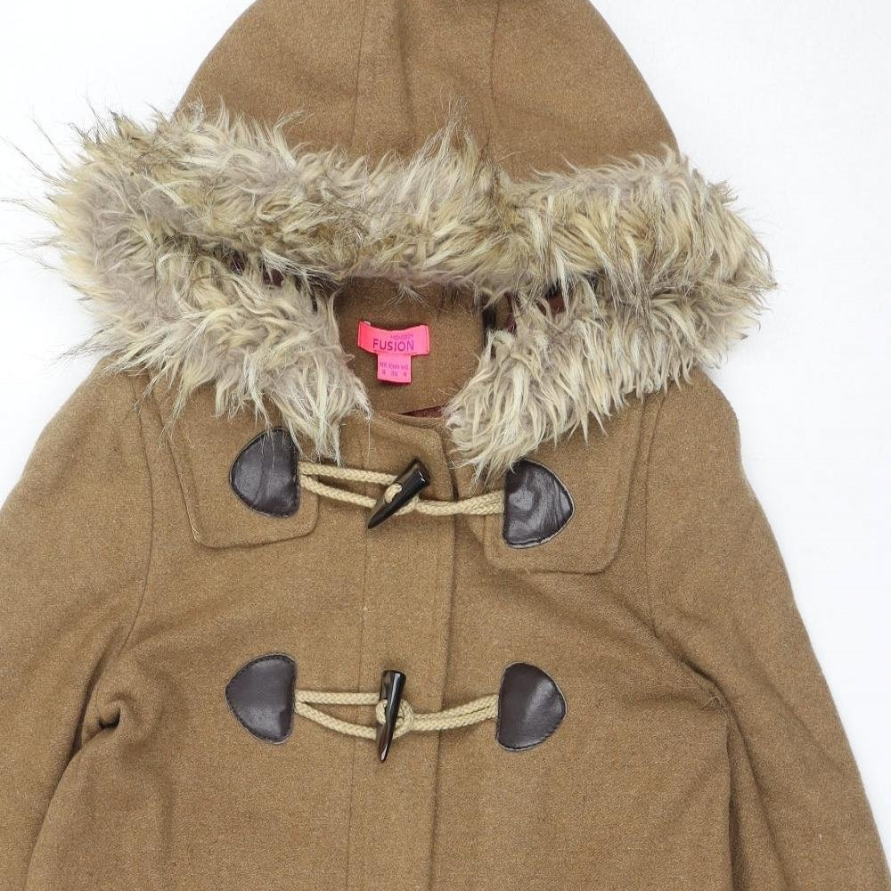 Monsoon Womens Beige Overcoat Coat Size 8 Button