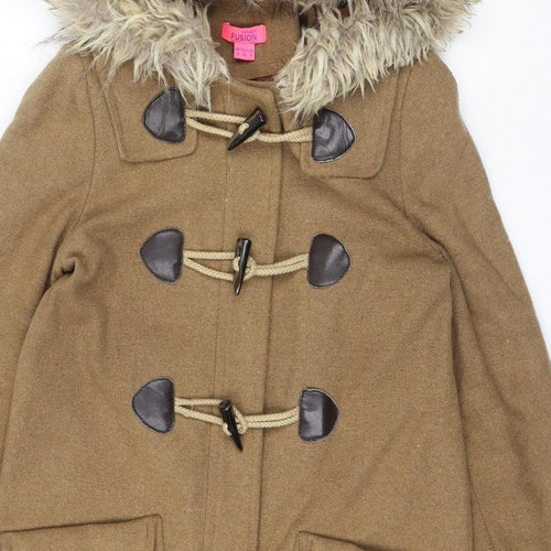 Monsoon Womens Beige Overcoat Coat Size 8 Button