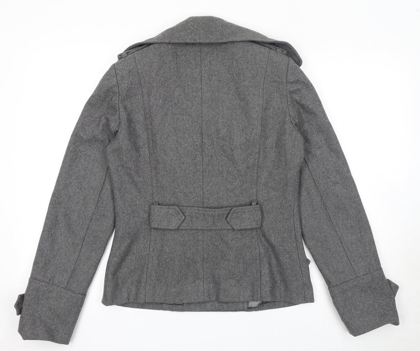 Topshop Womens Grey Pea Coat Coat Size 12 Button