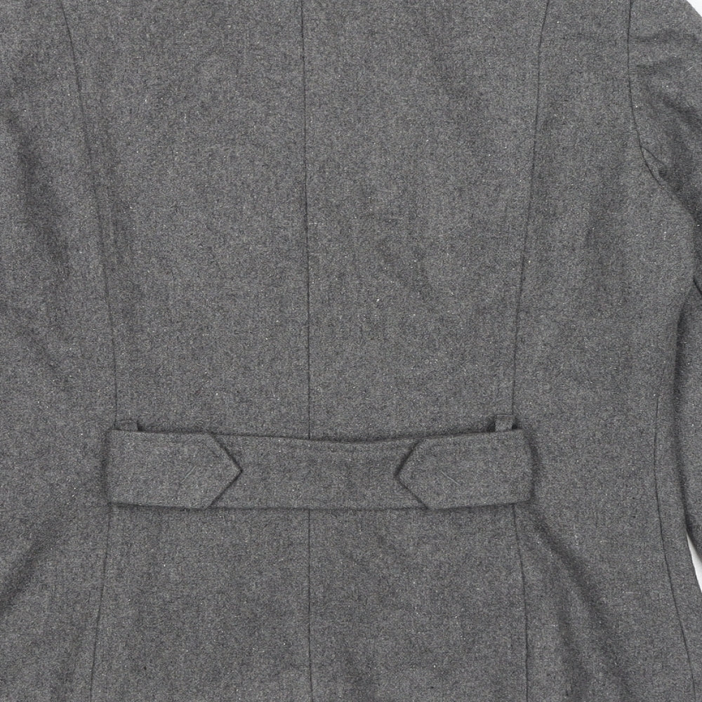 Topshop Womens Grey Pea Coat Coat Size 12 Button