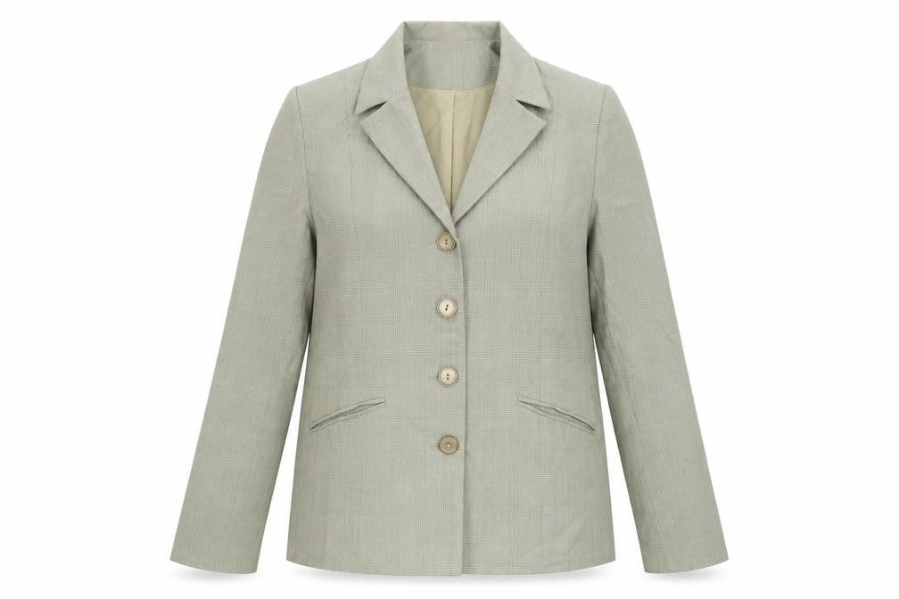 Sasha Womens Beige Geometric Jacket Blazer Size 14 Button