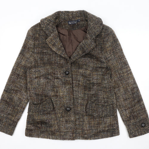 Castle Womens Brown Geometric Jacket Size 12 Button