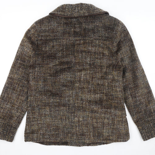 Castle Womens Brown Geometric Jacket Size 12 Button