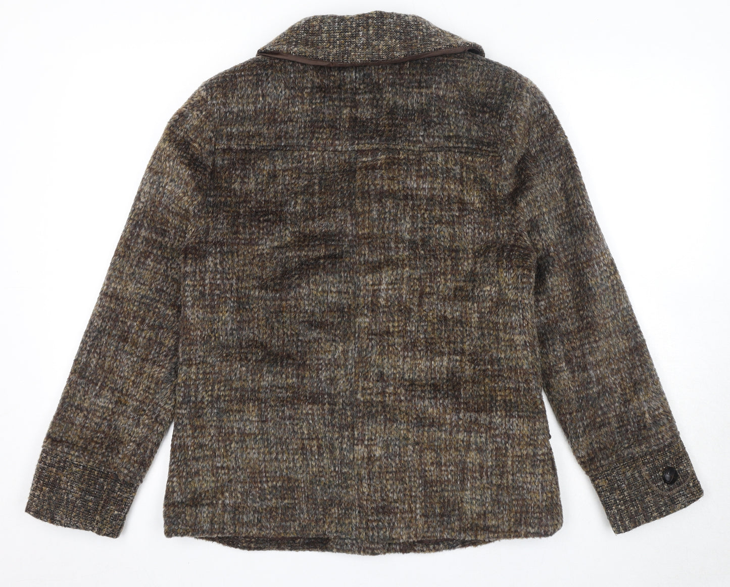 Castle Womens Brown Geometric Jacket Size 12 Button